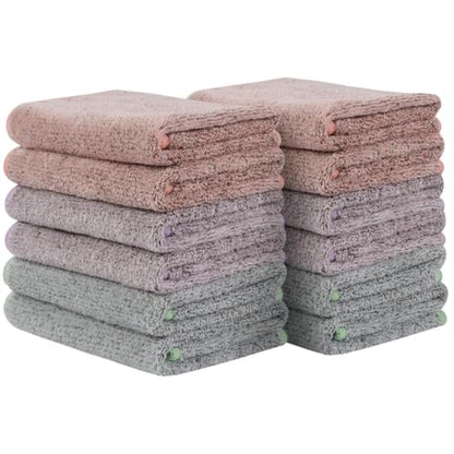 Microfiber Face Towels Soft Washcloths 12Inch x 12Inch 12 Pack Multicolor - color: Multicolor