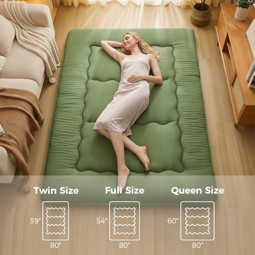XICIKIN 2.5" Japanese Floor Mattress, Japanese Futon Mattress - color: Green, size: Twin（80" x 39"）