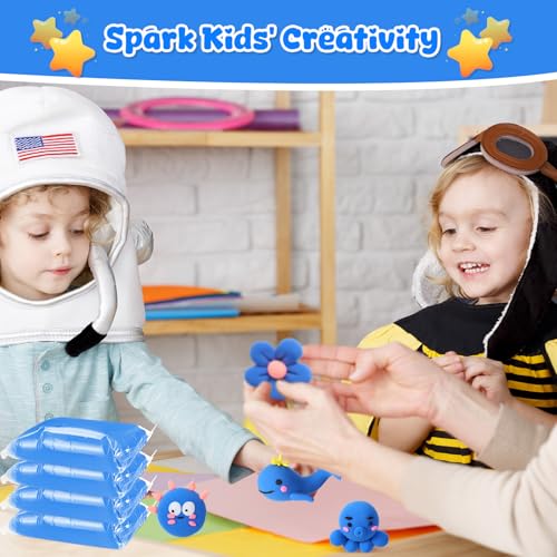 WinnerWhy 144 Pcs Total 76oz Air Dry Clay Soft Non-Toxic Molding Clay for DIY Arts Craft Sculpting Molding Projects Rewards Supplies (Blue) - color: Blue
