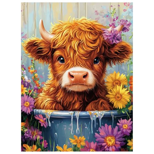 Highland Cow Paint by Numbers Kit for Adults, 16x20 inch | DIY Painting Kits Crafts for Adults, Relieve Stress, Gift, Home Wall Decor - color: Cow