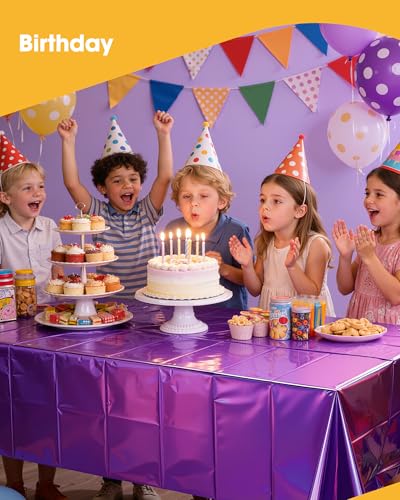 Niuara Iridescent Purple Plastic Table Cloth, 4 Pack, 54 x 108 in | Rectangle, 6 ft Tables, Birthday Party, Holiday Gathering, Disposable - color: Iridescent Purple, size: 54" x 108" - 4 Packs