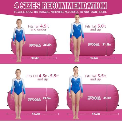 Gymnastics Air Roller Air Barrel Inflatable Tumbling Mat, Tumble Track Backhandspring Mat Gymnastic Equipment with Pump for Yoga Training Cheerleading Home Use - color: Pink, size: 39.37 x 23.6inch