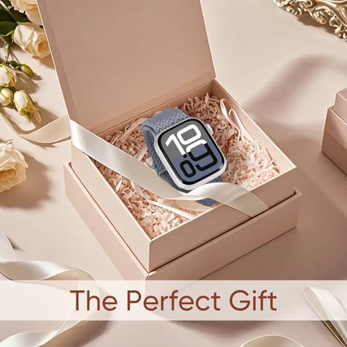 Braided Stretchy Nylon Band Compatible for Apple Watch Bands Women Men - color: BlueGrey, size: 44mm/45mm/46mm/49mm