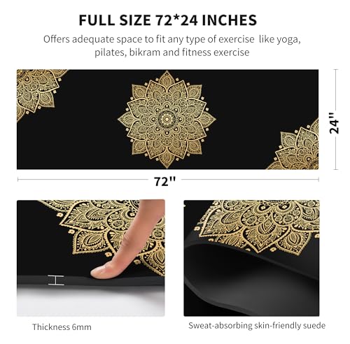 nuveti Yoga Mat Print Extra Thick TPE Non Slip Fitness Exercise Mat with Carrying Bag,72"x24" Extra Thick 6MM Exercise & Workout Mat for Yoga, Pilates Fitness and Floor Exercises - color: Flower-B