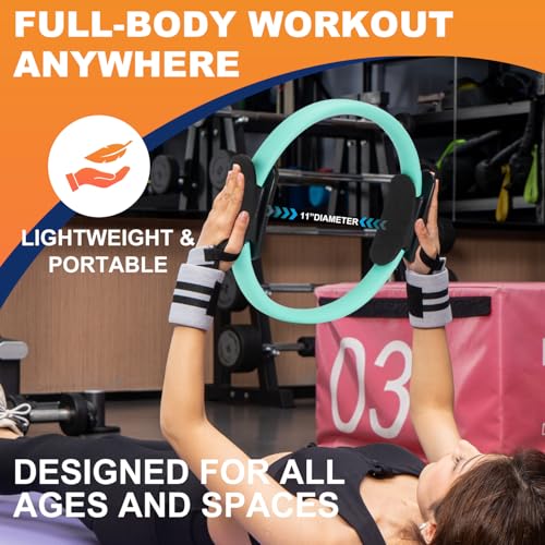 Tsikavo Pilates Ring, Pilates Ring Circle and Ball Set, 12 Inch Magic Circle Pilates Ring,9 Inch Small Exercise Ball,Resistance Bands Set, Home Pilates Equipment for Women - color: Teal