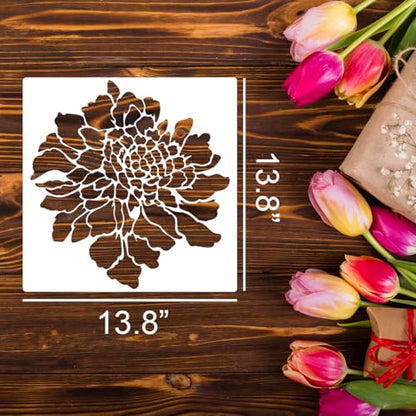 Large Flower Stencils for Walls 14inch Floral Stencils for Wood Fence | Reusable Rose Hibiscus Daisy Sunflower Stencil for Painting on Furniture Fabrics DIY Decor - style: Flowers