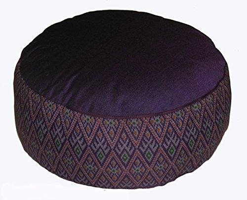 분장식 명상 쿠션 Zafu 베개 - 버밀 및 카포 필 - 글로벌 패턴 - color: Ikat Diamond Purple