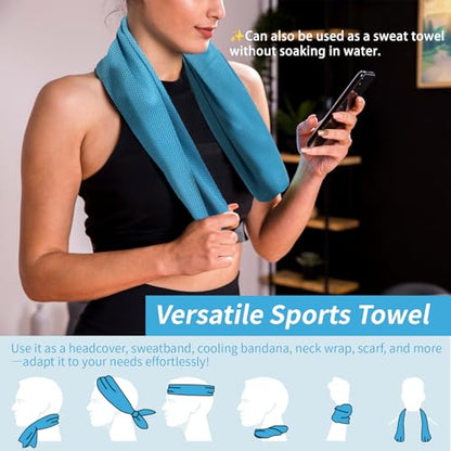 YESLIFE 4-Pack Cooling Towels (40"x 12"), Cooling Neck Wraps, Ice Towel - color: Blue, Grey, Purple, Black
