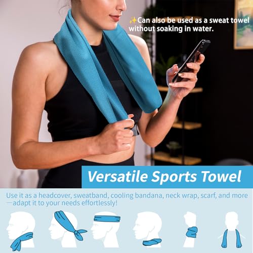 YESLIFE 4-Pack Cooling Towels (40"x 12"), Cooling Neck Wraps, Ice Towel - color: Grey, Dark Blue, Purple, Blue