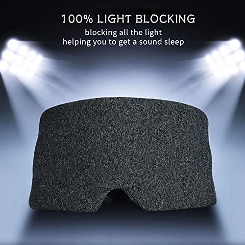 SUWEISHI 2 Pack 100% Cotton Ultra Soft Sleep Mask, Zero Pressure Natural Smooth Eye Cover with Adjustable Strap, Ultimate Sleeping Aid, Blocks Light, Comfortable Blindfold for Airplane/Nap/Travel - color: Gray+black