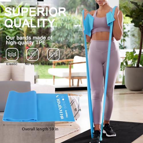 Resistance Bands for Working Out, Physical Therapy, Exercise, Pilates, Yoga - color: Gradient Blue Set