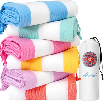 Antfuny 6 Packs Oversized Turkish Beach Towels Thin Quick Dry Sand Free Pool Swim Bath Towel Extra Large Blanket Adult Travel Essentials Accessories Must Haves Summer Vacation Dark Striped - color: Multi Vertical, size: 72 x 36 inch