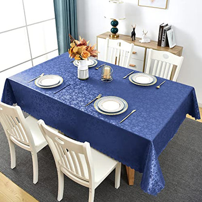 Romanstile Waterproof Vinyl Tablecloth Rectangle, 54 x 120 Inch, Rose Navy Blue - color: Rose Navy Blue, size: 54" x 120" (Rectangular)