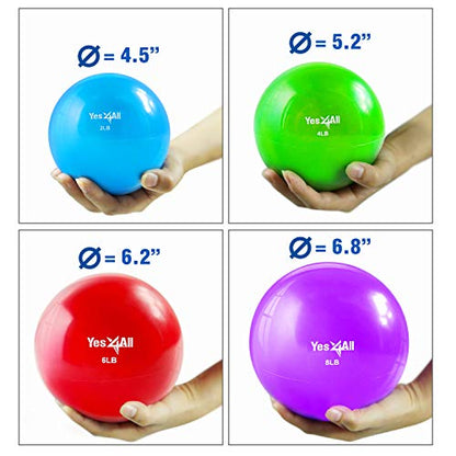 Yes4All Weighted Toning Balls for Exercise, Soft Medicine Balls for Exercise, Pilates, Yoga, Balance, Flexibility, 2-10lbs - color: Blue, style: A. Smooth
