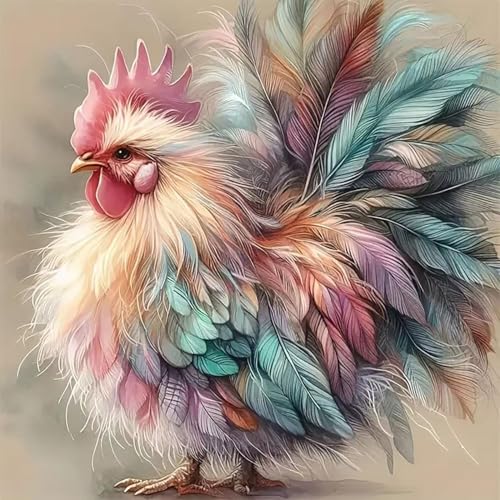 Shouruihua Diamond Painting Kit for Adult, Colorful Rooster Diamond Art Kit | Funny Chicken, Gem Art, Diamond Dotz Kits, Silly Animal Diamond Dots, Full Round Drill Diamond Painting Kits, 11.8x11.8 in - color: Colorful Rooster