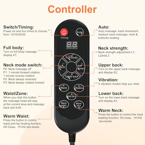 Shiatsu Neck and Back Massager, Rolling Up and Down Deep Tissue Pain Relief - color: Black
