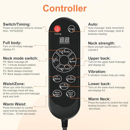 Shiatsu Neck and Back Massager, Rolling Up and Down Deep Tissue Pain Relief - color: Black