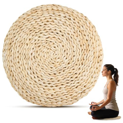 Holibanna Round Straw Weave Cushion Handmade Tatami Floor Pillow for Meditation Yoga Seat Mat Windowsill Seat 11.81 X 11.81 X 7.08 in 3 Pack