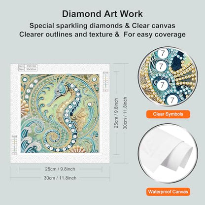 WSLWXSHM 5D Special Shape Diamond Art Kits for Beginners, Diamond Painting Kits for Adults Seahorse, Crystal Rhinestones Diamond Painting for Home Wall Decoration Gift 12×12inch/30×30cm, Animal