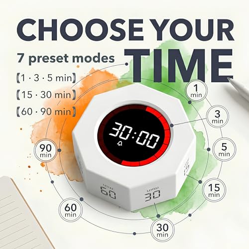 Multi-Function Electronic Timer, Learning Management - USB-C Rechargeable Flip Timer with Presets, Silent Mode & Vibration - Ideal for ADHD, Pomodoro, Classroom, Kids, Kitchen & Chess Clock