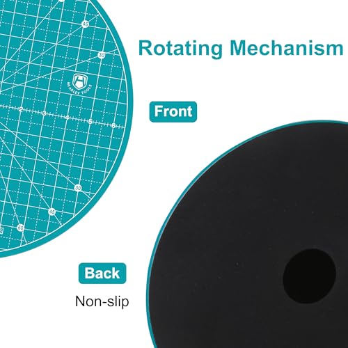Headley Tools 13"x13" Round Rotating Cutting Mat, Self Healing Mat with 360-Degree Rotation & Anti-Slip Base, Sewing Board Cutting Mat Perfect for Fabric Quilting Leather Hobby Project, Turquoise - color: Turquoise, size: 13"L x 13"W