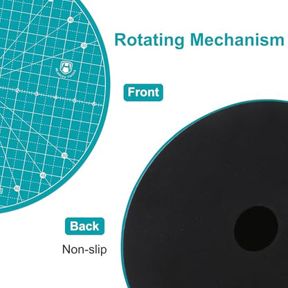 Headley Tools 13"x13" Round Rotating Cutting Mat, Self Healing Mat with 360-Degree Rotation & Anti-Slip Base, Sewing Board Cutting Mat Perfect for Fabric Quilting Leather Hobby Project, Turquoise - color: Turquoise, size: 13"L x 13"W