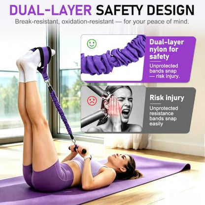Multifunctional Pedal Resistance Band with Handles for Women Men - color: Purple