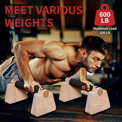Wooden Parallettes Bars – Pair of 20CM Solid Wood Push Up Bars for Calisthenics, Handstand Training & Strength Workouts, Non-Slip Base Handstand Blocks & Pushup Handles for Home Gym Fitness