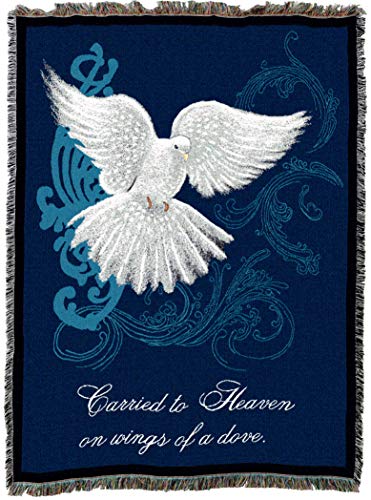 Pure Country Weavers Carried to Heaven on Wings of a Dove Blanket by Sherri Buck Baldwin - Sympathy Bereavement Gift Tapestry Throw Woven from Cotton - Made in the USA (72x54) - color: Wings Dove, size: 72" x 54"