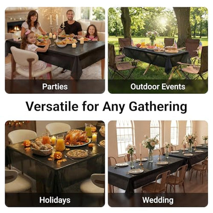 Auros 10-Pack Plastic Tablecloths, 54x108 Inch Disposable Table Covers, 8FT | Rectangle Waterproof & Throw Away Table Cloth, Easy Cleanup for Party, Wedding, Graduation, BBQ, Fits 6-8ft Table, Onyx Black - color: Onyx Black, size: 54" X 108" Rectangle