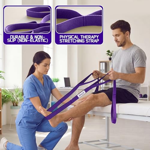 Stretching Strap for Physical Therapy and Home Rehab, 10 Loops - color: Purple