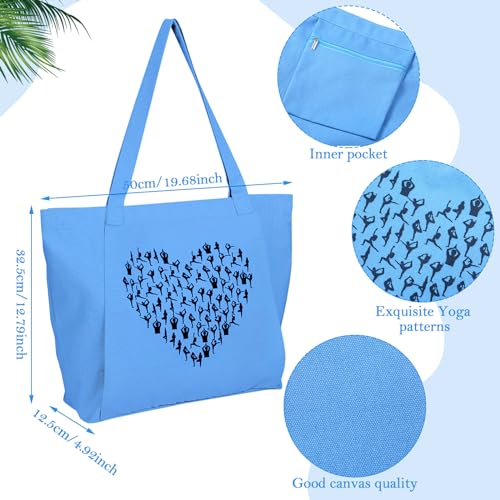 Saintrygo Yoga Bags for Women with Mat Carrier Canvas Pilates Tote Carryall Fits All Your Stuff for Travel Gym Workout - color: Light Blue