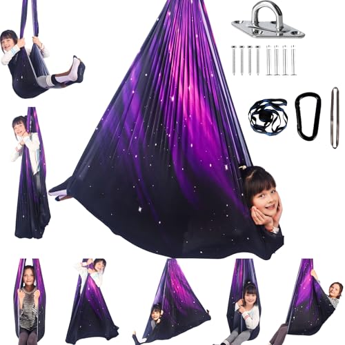 HiCamer Sensory Swing for Kids Indoor and Outdoor Therapy Cuddle - color: Space Purple