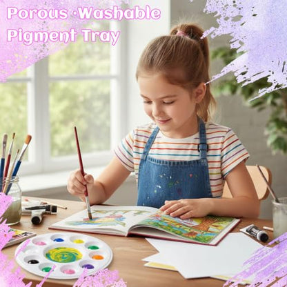 Round Paint Tray Palettes, 50 Pack, One Time Use Plastic, White 5.5 Inch | Mini Watercolor Painting Palettes for Students, Kids, Paint Holder, DIY Craft Class, Paintings - color: Round