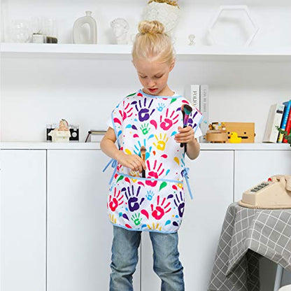 Kids Art Smock Girls Boys Artist Painting Apron with Pockets Sleeveless Smocks for Child 2-7 Years - color: 2pcs Palm