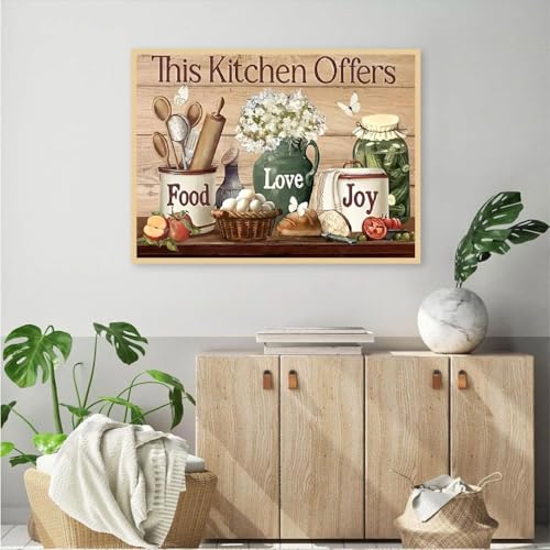 JFYHAB Kitchen Diamond Art Kits for Adults, Food Diamond Painting Kits for Adults Beginners, DIY 5D Diamond Painting with Round Gem Art Kits for Adults for Gift Home Wall Decor 12x16 Inch