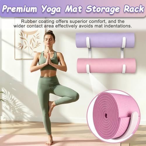 Rubber Coated Yoga Mat Holder, No Straps Required - size: 2-tier shelf