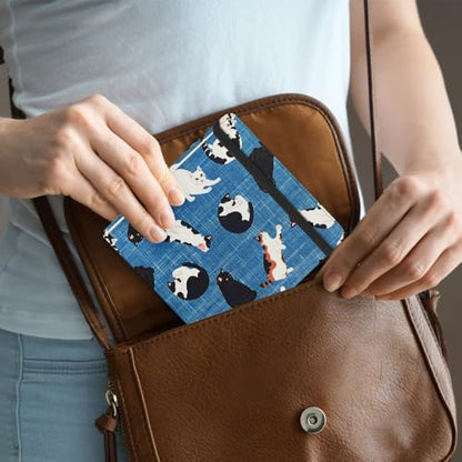 5x5" Pocket Sketch Book,80gsm Hardcover Art Sketchbook for Drawing Journal | Cloth Cover,80gsm Blank Paper,96Sheets,Lay-Flat,Portable Travel Creation Paint Diary Memo Planner,Dry Media. Cow Cat - color: Cloth Cover-4.8x4.8in-Cow Cat