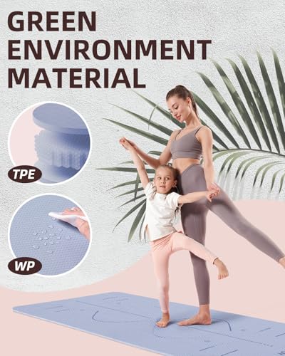 YOTTOY Yoga Mat, 72"x 32"x1/3" Extra Wide Non-Slip Exercise Fitness Yoga Mats,Eco-Friendly TPE Exercise Mats for Women Men Home Workout with Strap Bag - color: Nile