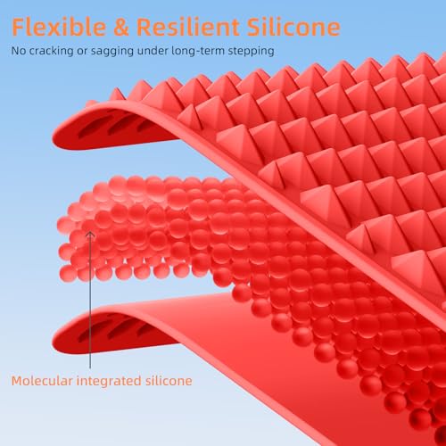 Acupressure Mat for Foot Massage, Silicone Foot Reflexology Mat | Portable Feet Mat for Plantar Fasciitis Relief and Muscle Relaxation - color: Red