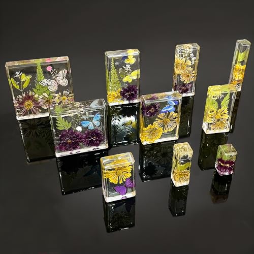 RESINWORLD Upgraded 10 Sizes Epoxy Resin Molds Silicone Kit, Square Rectangle Silicone Molds for Resin, Soap, Candles, Specimen, Dried Flower