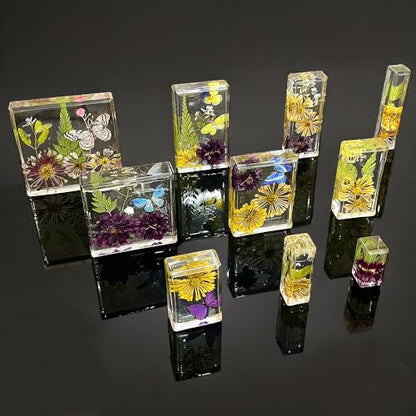 RESINWORLD Upgraded 10 Sizes Epoxy Resin Molds Silicone Kit, Square Rectangle Silicone Molds for Resin, Soap, Candles, Specimen, Dried Flower