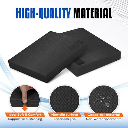 Yes4All Exercise Balance Pad, Non-Slip Foam Kneeling Pad - color: Black - L - (15,5" x 13" x 2"), size: Large