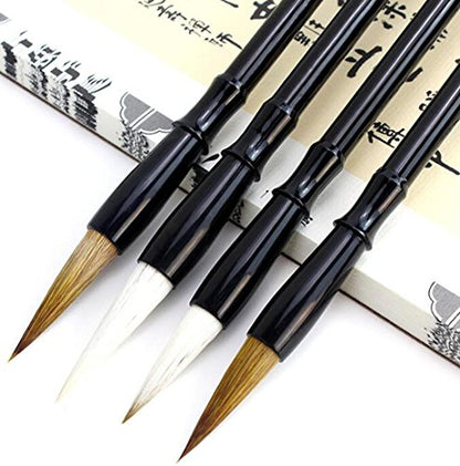 10 PCS Chinese Calligraphy Set Inkstone + Writing and Painting Brush + Ink Block + Seal + Inkpad + Pen Rack + Water Bowl (Basic)