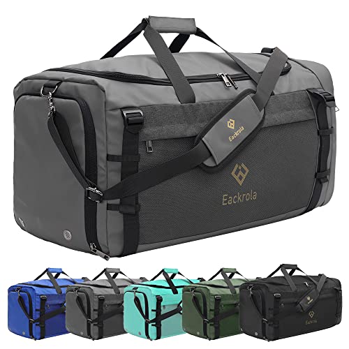 Large Sports Gym Bag, Travel Duffel bag with Wet Pocket & Shoes Compartment for men women, 65L, Lightweight - color: Gray, size: 65L