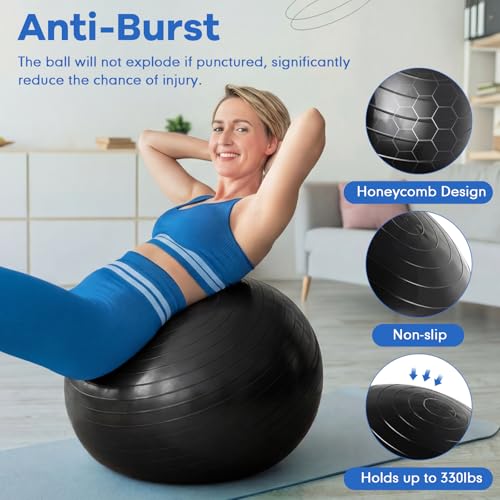 Leyndo 4 Pcs 26 Inch Yoga Exercise Ball Pilates - color: Gray Black Set