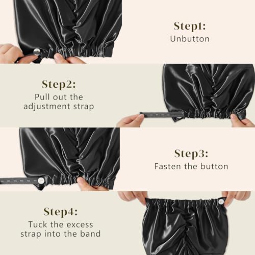 ZIMASILK 22 Momme 100% Mulberry Silk Bonnet for Sleeping Women, Black - color: Black