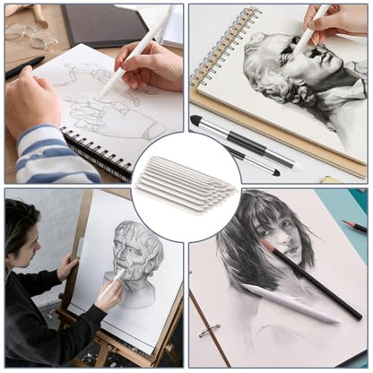 148PCS 12 Sizes Blending Stumps and Tortillion for Drawing Artist Sketch | Premium paper material, reusable, with 2 blending sponge pens, for artist charcoal sketch drawing
