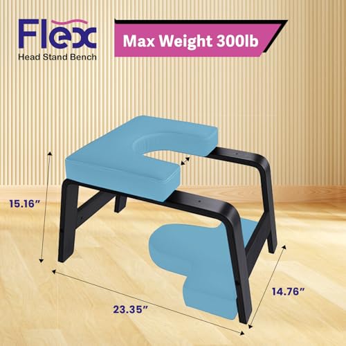 Flex Head Stand Bench - Yoga Inversion Stool for Safe Handstands, Strength Training, and Yoga Poses - 300 lb Capacity, Solid Frame with no Assembly Needed. Includes Nesting Cushion