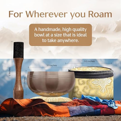 Silent Mind Tibetan Singing Bowl Set – Easy to Play & Beginner Friendly Meditation Bowl with Cushion, Mallet & Case | Stress Relief & Mindfulness | Gift-Ready